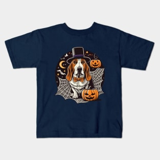 Basset Hound Pumpkin Kids T-Shirt